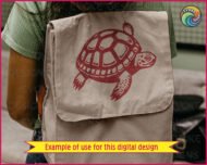 Image of a silhouette of a sea turtle with a domed shell, sturdy legs, scaly skin, and a small head with a beaked mouth.