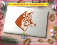 Silhouette image of a fox head with sharp, detailed features. The design captures the fox’s intelligent eyes, pointed ears, and sleek fur in a clean, high-contrast style. The animal's crisp, smooth lines and striking likeness give it a strong, realistic look.