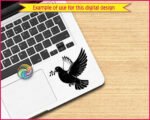 Black silhouette image of a graceful peace dove soaring with wings wide open, carrying a delicate olive branch as a timeless symbol of peace, hope, and harmony. The bold silhouette features smooth flowing wings, soft feather curves, and a calm, gentle expression. Strong contrast and clean lines give this dove a classic, elegant look that feels both powerful and peaceful.
