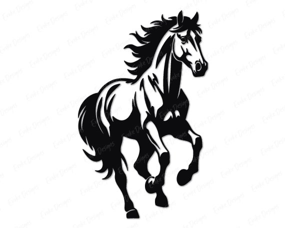 Silhouette image of a magnificent galloping horse springing to life with windswept mane flowing like ribbons in the breeze! This bold horse silhouette captures pure equestrian energy - muscular legs thundering forward, tail streaming behind, powerful neck arched in graceful motion. Every detail pops: dramatic flowing mane strands, strong hooves mid-gallop, athletic body in full stride. This high-contrast galloping stallion silhouette design radiates wild horse spirit and untamed beauty!