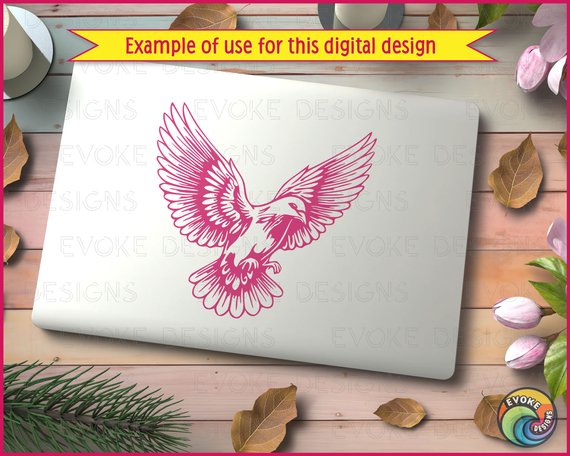 Black silhouette image of a dove in flight with wings fully spread. The graceful dove features detailed feathers on the wings and tail, a smooth curved body, and an outstretched beak. The design highlights the symbolic shape of a peaceful bird, elegant and symmetrical, with clear bold outlines.