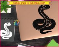 Black silhouette image of a cheeky little snake who is all curl and character. Shown in a smooth coiled pose, this snake silhouette has a rounded body, bold curves, and clean flowing lines that feel friendly, not fierce. Its raised head and bright eye give it a curious look, while the simple scale details add charm without clutter. The strong silhouette shape pops beautifully, making the snake easy to spot and full of playful reptile personality.