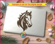 Black silhouette image of a proud and playful horse head design full of strength, spirit, and timeless equine charm. This bold horse head silhouette features a flowing mane with sweeping curves, alert pointed ears, a long elegant face, and a calm confident eye. The high contrast artwork highlights the mane, neck, muzzle, and noble profile with clean crisp lines. This equestrian design feels wild yet friendly, strong yet graceful, and makes a beautiful symbol for the 2026 Year of the Horse.