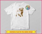Black silhouette image of a pug dog design with its stout little body, chunky legs, and that classic curly pug tail looping proudly over its back. Big round eyes shine with playful mischief, while the wrinkly forehead, short snout, and floppy ears give this pug a sweet, lovable look. The bold silhouette style uses clean lines and high contrast, making the pug shape strong, cute, and instantly recognizable as a happy pug puppy.