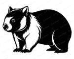 Black silhouette image of a chubby cheeky wombat ready to waddle right into your heart with pure Aussie charm! This adorable wombat clipart features a plump native Australian wombat sporting rounded fuzzy ears, tiny sparkling curious eyes, a big button nose, and that super chunky lovable wombat body shape. This cute wombat vector shows off the classic sturdy short legs, tiny tail, and cozy burrowing vibe all in one clean minimalist outline perfect for crisp cutting and easy weeding.