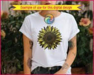 Image of a golden yellow sunflower SVG shining bright with buttery lemon petals, rich chocolate-brown seed details, and a deep dark centre bursting with warmth and sunshine! This vibrant sunflower clipart features gorgeous overlapping petals with beautiful golden linework throughout. A happy sunflower image full of sunshine and charm.