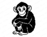 Image of a cheeky little baby chimp with giant sparkling eyes, oversized round ears, fluffy jungle fur, curly monkey fingers, and a sweet smiling face.
