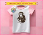 Image of a cheeky little baby chimp with giant sparkling eyes, oversized round ears, fluffy jungle fur, curly monkey fingers, and a sweet smiling face.