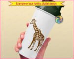Image of a graceful long-neck giraffe with bold spots, elegant legs, curved horns, alert ears, and a sweet cartoon-style face.