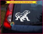 SVG and PNG clipart of a black komodo dragon silhouette on a transparent background. A large reptilian monitor lizard mid-stride with powerful clawed feet, a thick muscular body, scaled skin, and a long curved tail. The komodo dragon faces right with a bold minimalist outline showing the lizard's detail in striking contrast.