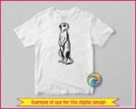Clear meerkat clipart showing a full body meerkat silhouette. This meerkat vector cut file features the desert animal standing upright on its hind legs on a transparent background. A detailed digital image and png graphic of an alert meerkat looking over its shoulder with distinctive eye patches.