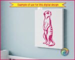 Clear meerkat clipart showing a full body meerkat silhouette. This meerkat vector cut file features the desert animal standing upright on its hind legs on a transparent background. A detailed digital image and png graphic of an alert meerkat looking over its shoulder with distinctive eye patches.