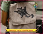 Silhouette image of a flying sugar glider with wide gliding membranes, fluffy curled tail, big cartoon eyes, tiny paws, and adorable face markings in a bold silhouette style. This sugar glider clipart captures the playful look of this Australian marsupial with clean high contrast lines perfect for decals and crafting.