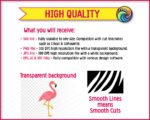 Colourful image of a fabulous pink flamingo clipart bursting with tropical colour! Dressed in gorgeous hot pink plumage with pretty layered feather details, golden yellow legs, and a cute black-tipped yellow beak, this cheerful flamingo illustration is pure summer fun.
