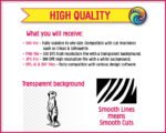 Clear meerkat clipart showing a full body meerkat silhouette. This meerkat vector cut file features the desert animal standing upright on its hind legs on a transparent background. A detailed digital image and png graphic of an alert meerkat looking over its shoulder with distinctive eye patches.