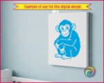 Image of a cheeky little baby chimp with giant sparkling eyes, oversized round ears, fluffy jungle fur, curly monkey fingers, and a sweet smiling face.