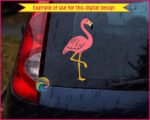 Colourful image of a fabulous pink flamingo clipart bursting with tropical colour! Dressed in gorgeous hot pink plumage with pretty layered feather details, golden yellow legs, and a cute black-tipped yellow beak, this cheerful flamingo illustration is pure summer fun.