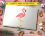 Colourful image of a fabulous pink flamingo clipart bursting with tropical colour! Dressed in gorgeous hot pink plumage with pretty layered feather details, golden yellow legs, and a cute black-tipped yellow beak, this cheerful flamingo illustration is pure summer fun.