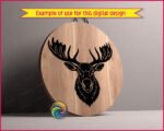 Black moose head SVG PNG clipart on transparent background. Front-facing moose portrait featuring large wide-spread antlers, pointed ears, defined snout and textured fur. Moose silhouette vector with fine outline detail lines throughout.