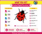 This ladybird svg shows a round red and black beetle with bold spots, curled antennae, and little folded legs peeking out from its shell. It comes as a high-quality vector with smooth lines on a transparent background, easy to cut and weed or use as clipart in printing and digital projects, and this red & black ladybug design is set up as a layered vector file so each colour cuts separately for a multi-layer decal. The rounded shape and playful pose of this spotted lady beetle give it a friendly, spring garden-fresh feel that makes it hard to resist adding to your next project.