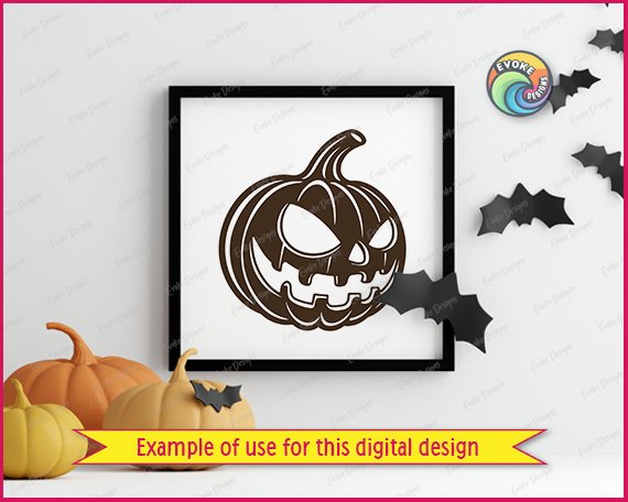 Black silhouette image of a halloween pumpkin with a menacing carved face, featuring large angular slanted eyes, a wide jagged grin with uneven teeth, and a long curved stem at the top. The halloween pumpkin has deep vertical ridges across its round body and a slightly lopsided expression that gives it a creepy, unsettling look. This halloween pumpkin svg clipart is a bold black vector design on a transparent background, perfect as a spooky jack-o-lantern cut file.