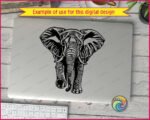 Black silhouette image of a majestic elephant walking with its trunk curved upward. This zoo animal graphic captures the strong and peaceful nature of african safari wildlife in a clean vector format. The design features a solid black fill with smooth, sharp edges on a transparent background. It is a minimalist outline style clipart cut file that represents the wild spirit of the savanna.