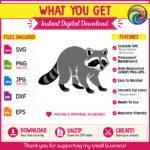 This raccoon svg shows a full body raccoon standing on all fours with a striped tail, masked face, and detailed paws in classic grey and black shades. It is a high quality vector with smooth clean lines on a transparent background, easy to cut and weed or use as clipart for printing and digital projects, and this woodland trash panda design is built as a layered vector file so each colour cuts separately for a multi-layer decal. The pose and expression capture that curious masked bandit critter look so many people love about raccoons, making this a design you will want to use again and again.