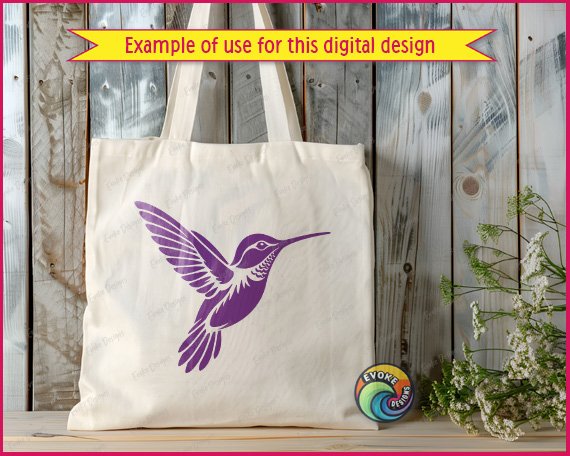 Black silhouette image of a flying hummingbird in mid-air with its wings spread wide, showing detailed feathers. This spring garden bird is shown from a side profile with its long, slender beak pointing forward. This clean vector design works as a high-quality SVG, PNG, and digital cut file. The minimalist outline has smooth edges, making this hummingbird clipart easy to use on a transparent background.